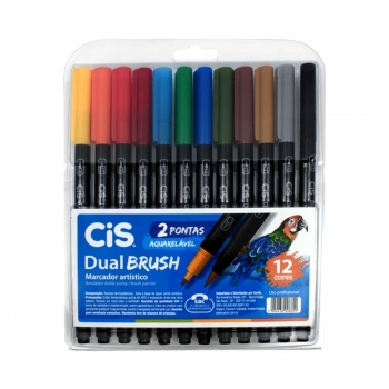 CANETA DUAL BRUSH PEN 12 CORES CIS