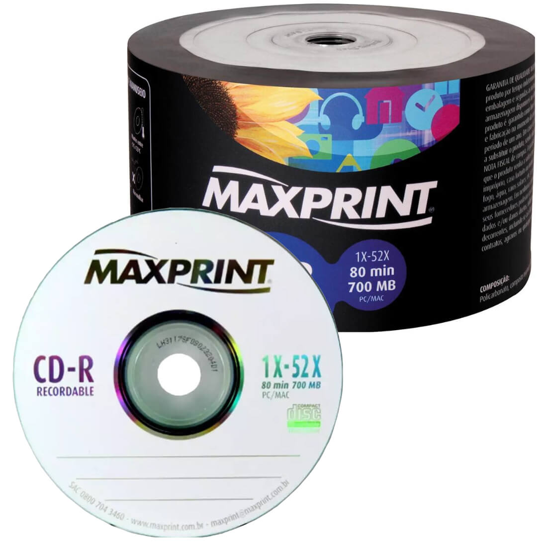 BrinqCenter Papelaria - cod: 718 - CD-R 700 MB 80 MIN.1X-52X